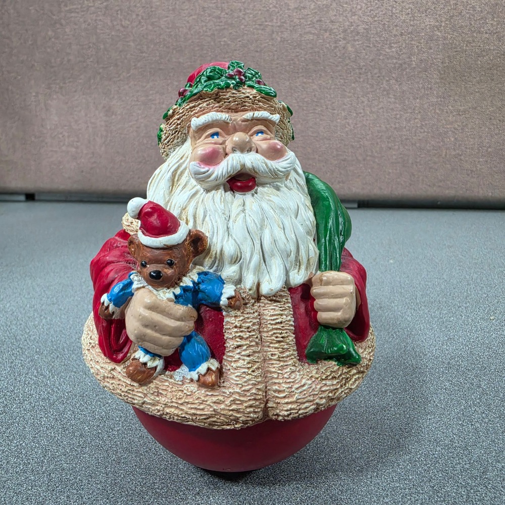 Vintage Santa Claus Roly Poly Muscial Figurne Excellent Santas World Decor